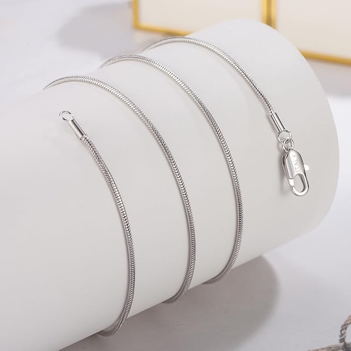 Women 925 Sterling Silver Magic Snake Chain Necklace- Men 1.2MM Solid Snake Chain Flexible Choker 16"-30" Italian Silver 24K Gold Over Jewelry