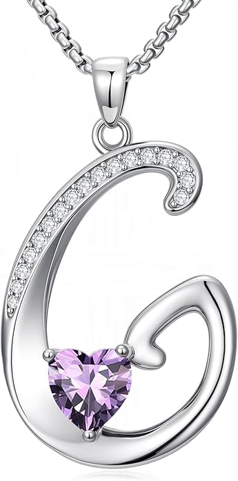 Christmas Gifts for Women Alphabet A to Z Initial Birthstone Pendant Necklaces for Women - 18k White Gold Plated Personalized Name Jewelry Valentine Mothers Day Birthday Gifts for Women Her Girlfriend