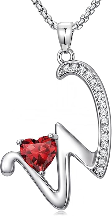 Christmas Gifts for Women Alphabet A to Z Initial Birthstone Pendant Necklaces for Women - 18k White Gold Plated Personalized Name Jewelry Valentine Mothers Day Birthday Gifts for Women Her Girlfriend