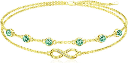 Dorunmo Anklet Bracelets For Women 925 Sterling Silver Birthstone/Infinity/Butterfly/Evil Eye/Turtle/Pineapple/Starfish/Heart Anklets Bracelets Jewelry Gifts for Women