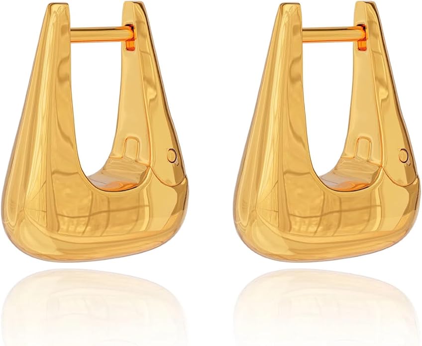 14K Gold/Silver Square Hoop Earrings for Women - Teardrop Hypoallergenic Stainless Steel Huggie Hoops Small Latch Back Geometric Minimalist Jewelry Gifts for Everyday Birthday Anniversary