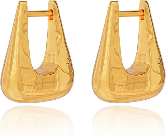 14K Gold/Silver Square Hoop Earrings for Women - Teardrop Hypoallergenic Stainless Steel Huggie Hoops Small Latch Back Geometric Minimalist Jewelry Gifts for Everyday Birthday Anniversary