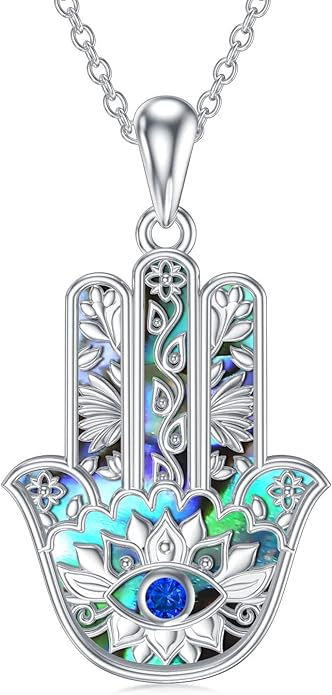 VONALA Silver Evil Eye Necklace for Women Hamsa Fatima Necklace Hamsa Hand Jewelry Gifts for Men