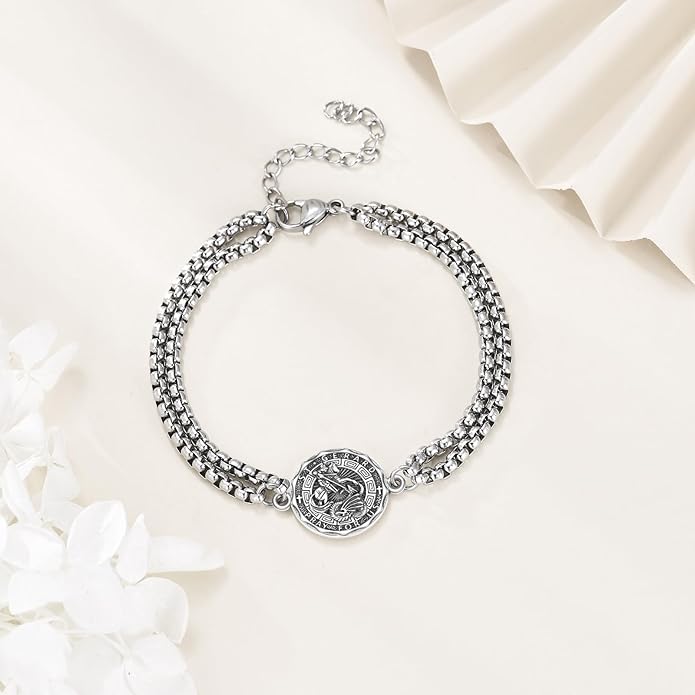 YFN Patron Saint Bracelet Sterling Silver Religious Protector Bracelet Jewelry Gift for Women Men