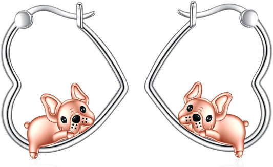 YFN Animal Earrings Sterling Silver Animal Heart Hoop Dangle Earrings Cute Jewelry Gifts for Women