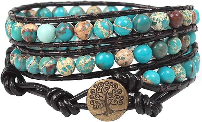 ZOSOJONA Boho Wrap Bead Bracelet for Women - Handmade Adjustable Natural Stone Beaded Bracelets Rope Yoga Healing Bracelet Bangle Hippie Jewelry