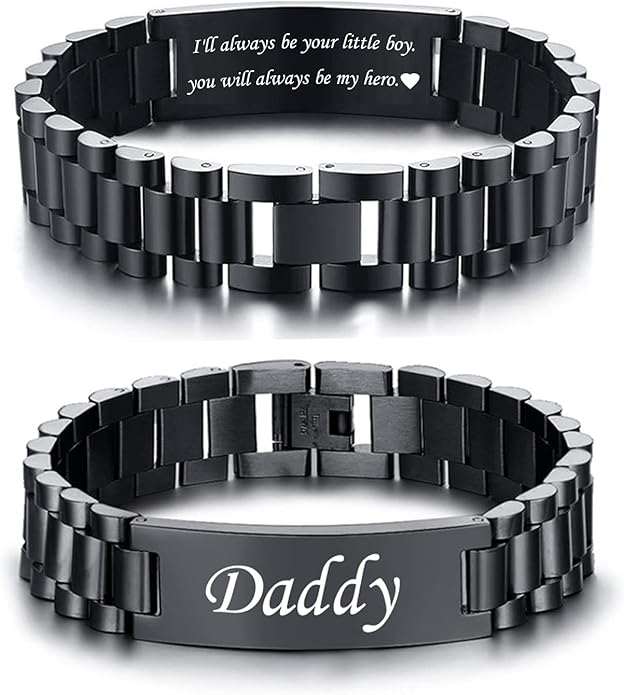 VNOX Masculine Watch Band Stainless Steel Link Bracelet Personalized Jewelry Gift for Men DAD Father Husband Boyfriend