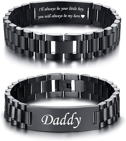 VNOX Masculine Watch Band Stainless Steel Link Bracelet Personalized Jewelry Gift for Men DAD Father Husband Boyfriend