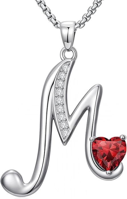 Christmas Gifts for Women Alphabet A to Z Initial Birthstone Pendant Necklaces for Women - 18k White Gold Plated Personalized Name Jewelry Valentine Mothers Day Birthday Gifts for Women Her Girlfriend