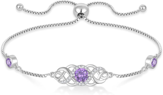 Infinity Celtic Knot Bracelet 925 Sterling Silver Birthstone Bracelet Irish Jewelry for Women