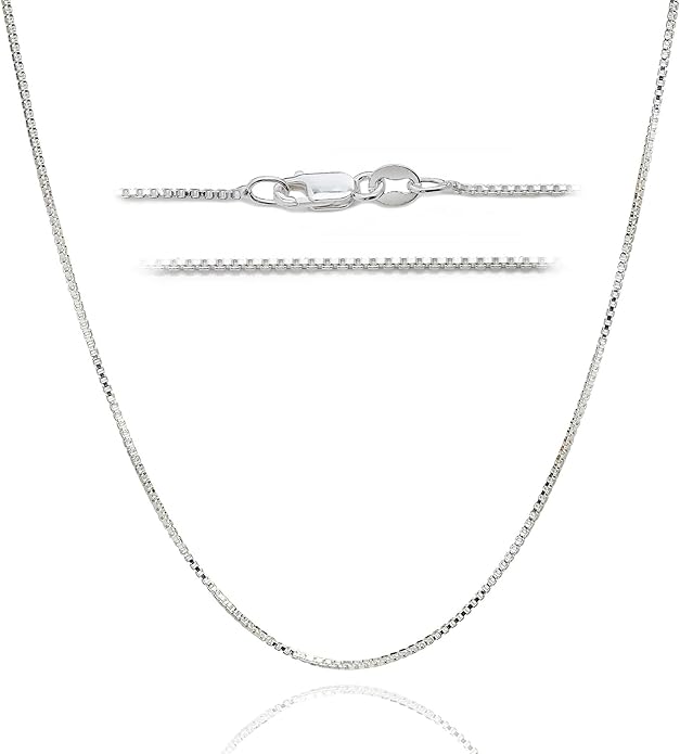 DSS 925 Sterling Silver Necklace for Women, Box Chain 1.5mm, Lobster Claw Clasps, Sterling Silver Chain, Italian Jewelry for Women, 16in - 36in