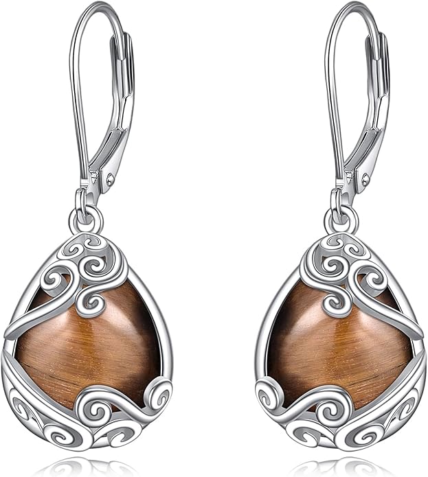 Moonstone Filigree Drop Dangle Teardrop Earrings 925 Sterling Silver Moonstone Leverback Earrings for Women Jewelry Gifts