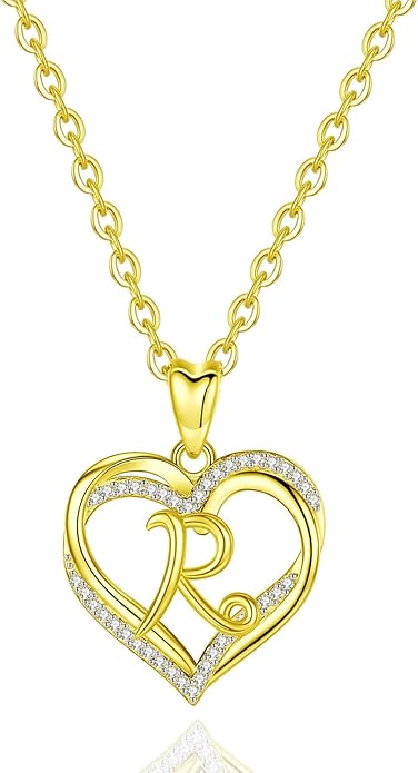 INFUSEU Unique Initial Necklaces for Women Girls Small Heart Letter Jewelry, Meaningful Personalized Gifts