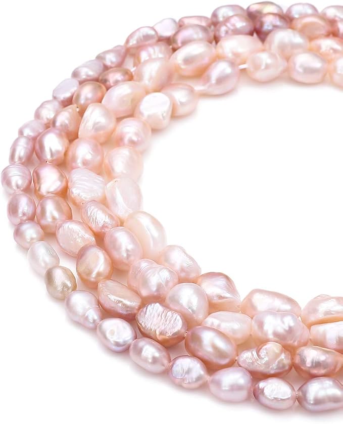 BEADIA Natural Pearl Beads 8-9mm Purple Freshwater Cultured Loose Gemstone Beads for DIY Jewelry Making 13.8''/Strand