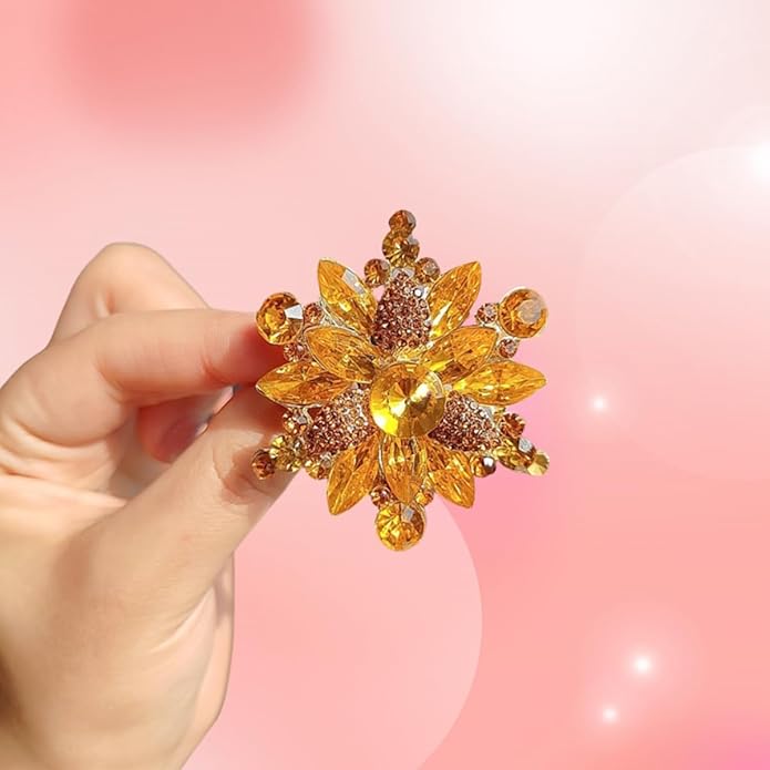 Rhinestone Flower Brooch Pin for Women Red Black Purple Flower Broochs Pin Hat Christmas Brooch Jewelry