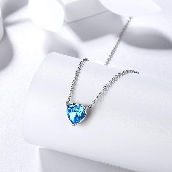 Aurora Tears 925 Sterling Silver 12 Birthstone Hearts Jewelry Women Crystal Wedding/Engagement/Bridal Heart Necklace/Earring/Ring/Bracelet Sets Jewellery