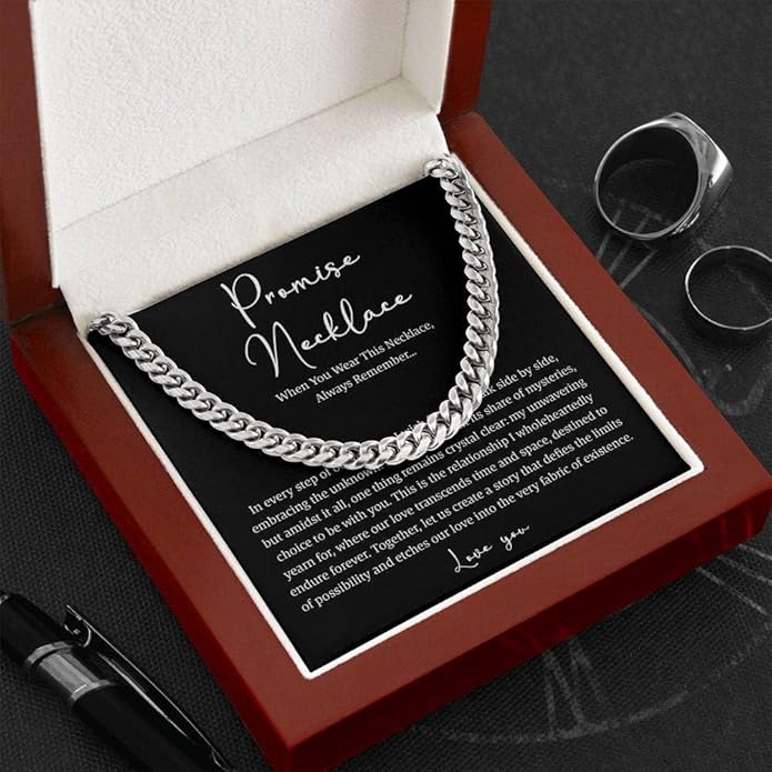 VIRAGIL To My Man Necklace Chain for Men, Silver Stainless Steel Chain Jewelry, Romantic Gift from Partner for Birthday Valentine or Everyday Wear with Meaning