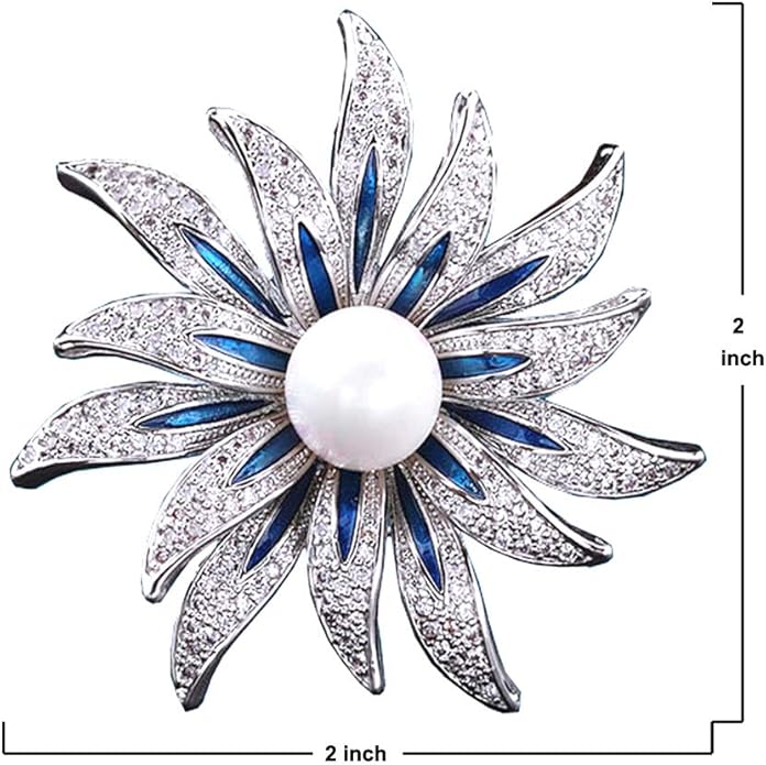 Brooch Pins for Women Girls Fashion Flower Crystal Rhinestone Pearl Jewelry