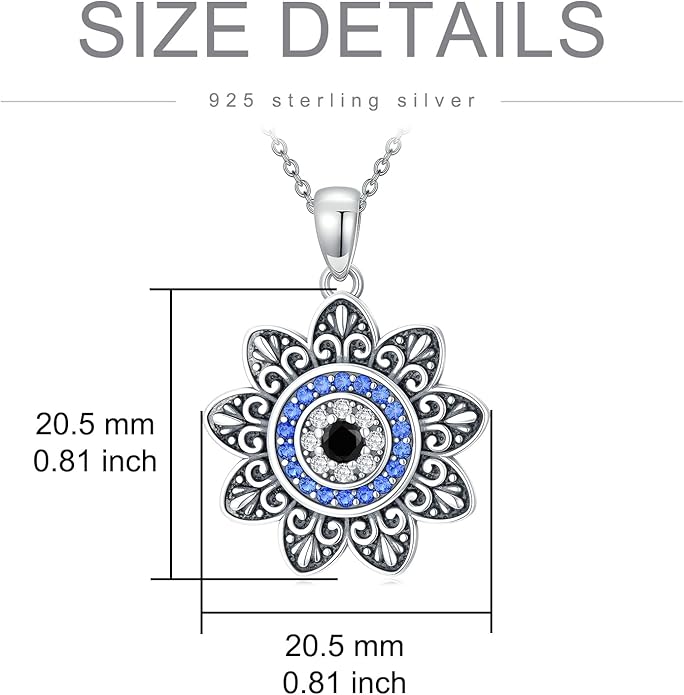 PELOVNY Evil Eye Necklaces 925 Sterling Silver Nazar Eye Protection Necklace Amulet Jewelry Gifts for Women