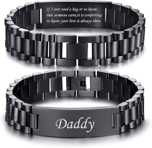 VNOX Masculine Watch Band Stainless Steel Link Bracelet Personalized Jewelry Gift for Men DAD Father Husband Boyfriend