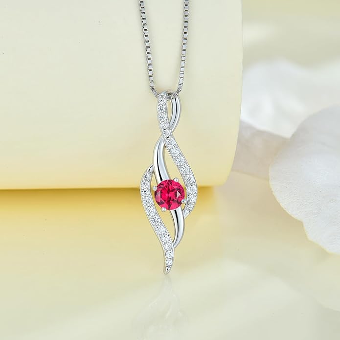 Women Infinity Necklace 925 Sterling Silver Twist Birthstone Pendant with Chain 5A Cubic Zirconia Jewelry
