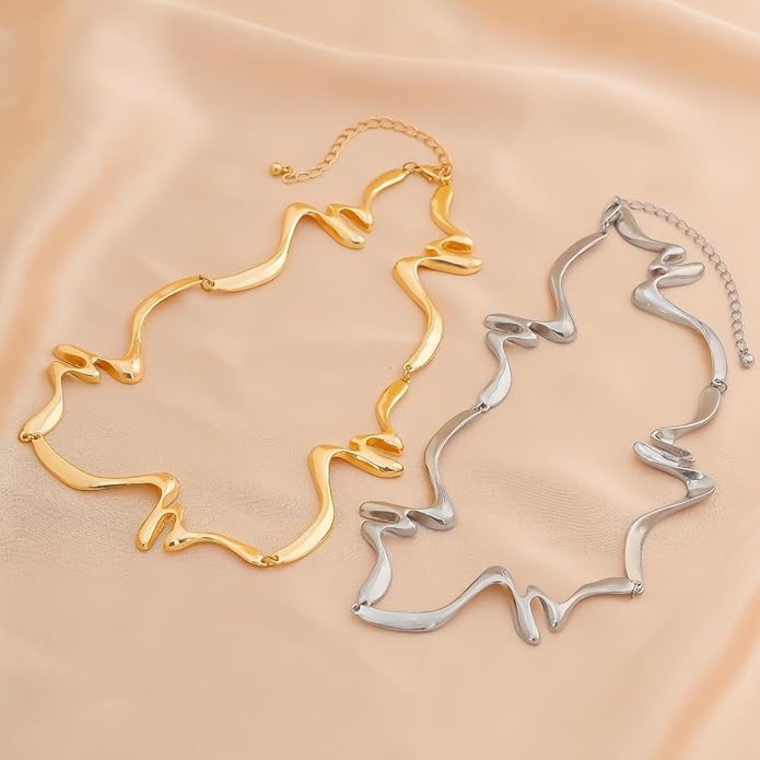 Gold Collar Necklace for Women Trendy African Jewelry Minimalist Statement Choker Metal Jewelry Gifts for Parties, Evenings, and Everyday Wear