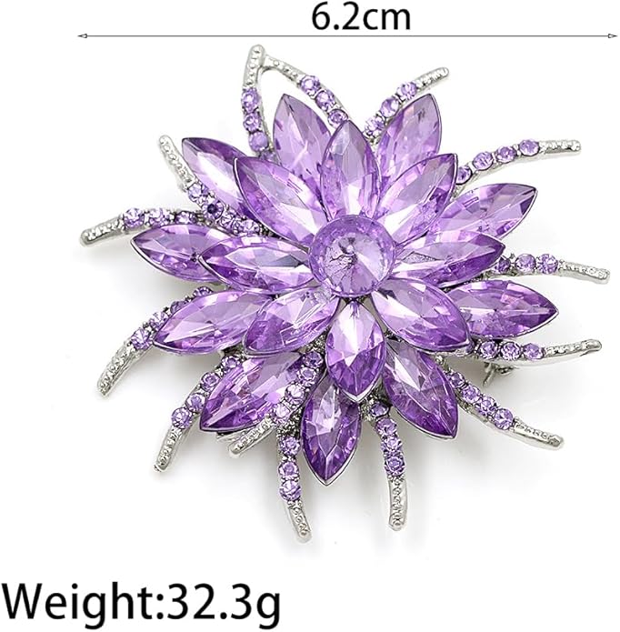 Rhinestone Large Flower Brooches Pins for Women Fashion Sparkly Crystal Sunflower Statement Brooch Unique Wedding Party Suit Dress Jewelry Accessories