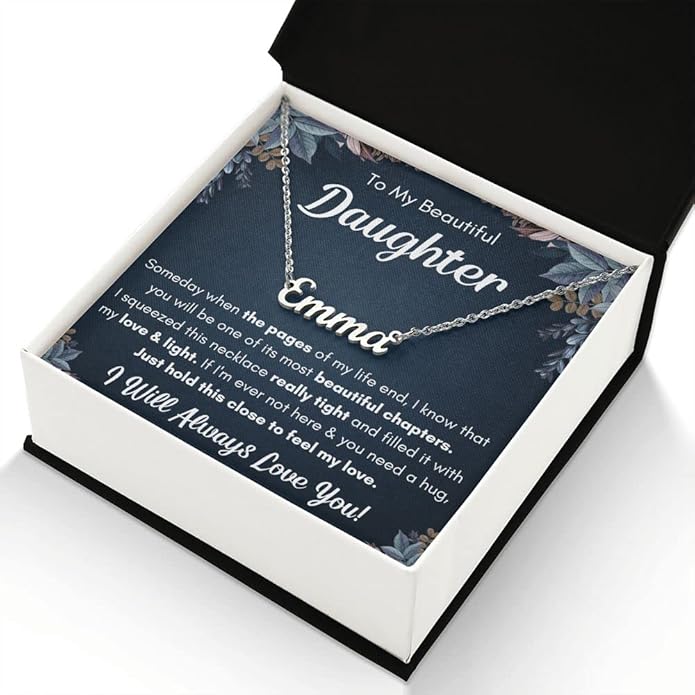 To My Beautiful Daughter Necklace from Mom & Dad | Cubic Zirconia Pendant with Heartfelt Message Card & Gift Box | Daughter Birthday, Graduation, Christmas Jewelry Gift from Parents