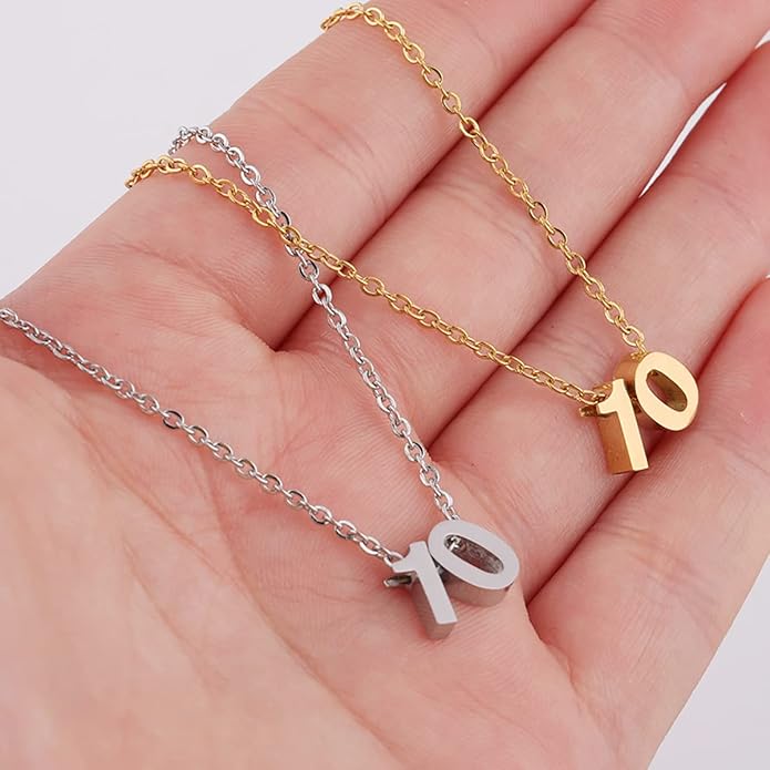 Number Necklace for Women Dainty 18K Gold Plated Pendant Necklace Charm Birth Month Personalized Jewelry Birthday Gift