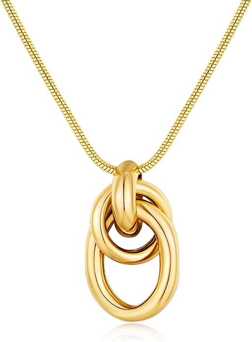 Gold Knot Pendant Necklace for Women Statement Gold Necklace 14K Gold Plated Knot Choker Trendy Jewelry