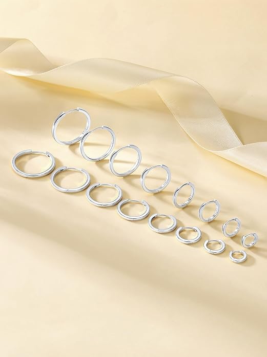 Silvora 925 Sterling Silver Small Hoop Earrings for Women Huggie Earrings Hypoallergenic Cartilage Earrings Tiny Hoops 6mm/8mm/10mm/12mm/14mm/16mm/18mm/20mm