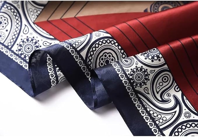 ANDANTINO 100% Mulberry Silk Square Scarf for Hair-25.6" X25.6'' Women Men Natural Silk Neckerchief Digital Printed Headscarf