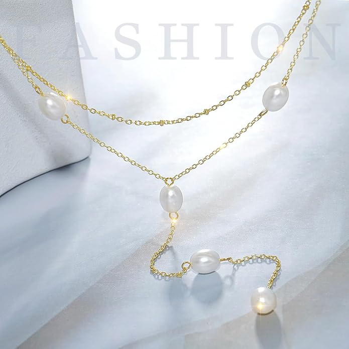 Suyi Lariat Necklace for Women Gold Dainty Long Necklace 14k Gold Plated Y-Shaped Necklaces