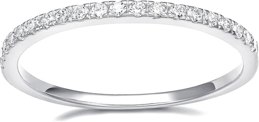 EAMTI 2mm Wedding Band Cubic Zirconia Half Eternity Stackable Brass Engagement Ring Size 3-13