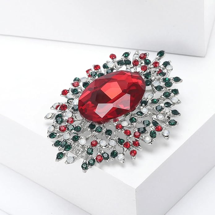 YOQUCOL Elegant Colorful Cubic Zirconia Crystal Bright Rhinestone Brooch Pins for Women Grils