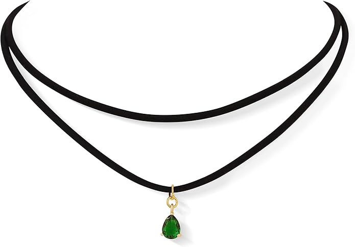 Sacina Layered Black Choker Necklace, Glass Teardrop Chocker, Black Necklace, Gothic Goth Boho Choker, Christmas Jewelry Gift For Women
