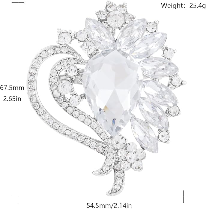 LAXPICOL Vintage Austrian Crystal Elegant Heart Flower Brooch Pin For Women Wedding Broach Pin