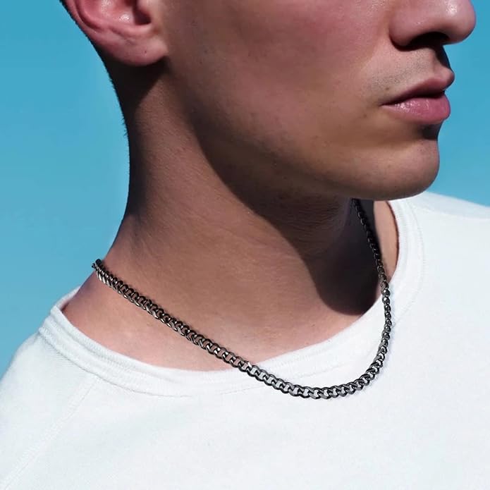 IEFLIFE Gifts for Men - Silver/Black/Gold Chunky Cuban Link Chain for Men, Fathers Day Graduation Gifts for Him Dad Son Grandpa Step Dad Uncle