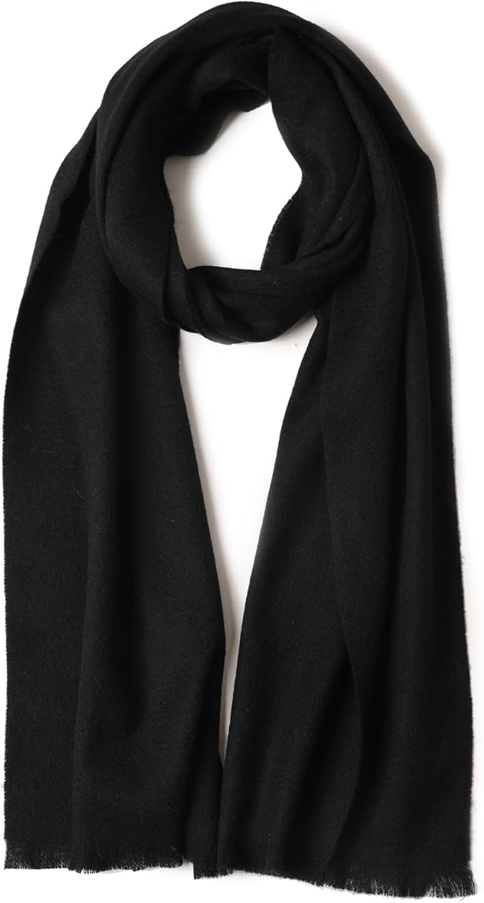 WASALUYA Wool Scarf for Women & Men, 100% Wool Scarves Wrap Shawl with Tassels, Elegant Soft Winter Scarf for Fall and Winter