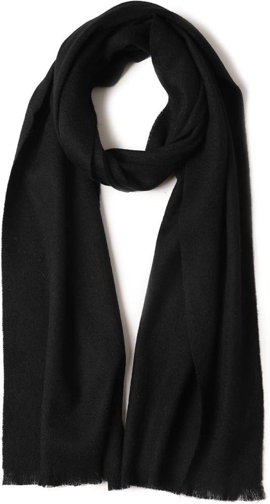 WASALUYA Wool Scarf for Women & Men, 100% Wool Scarves Wrap Shawl with Tassels, Elegant Soft Winter Scarf for Fall and Winter