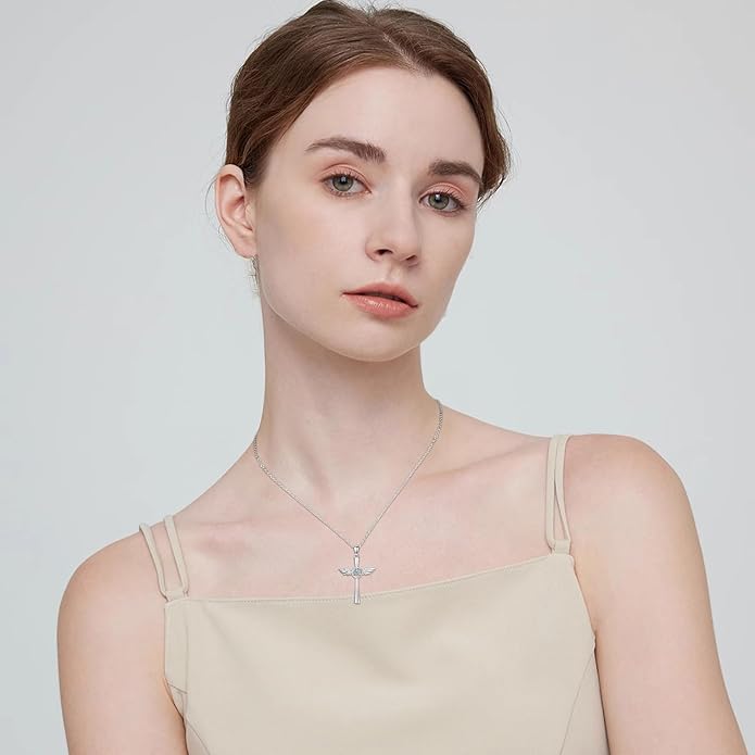 Cross Necklace for Women 925 Sterling Silver Cross Pendant Religious Christian Jewelry Faith Easter Gifts for Wife