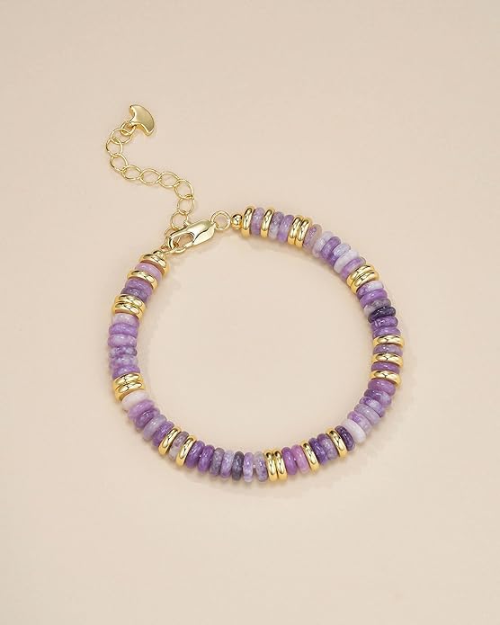 Colorful 18K Gold Plated Bracelets for Women, Stack Bangle Beaded Stone Jewelry Accessories Set for Woman, Trendy Fashion Jewelry Gifts