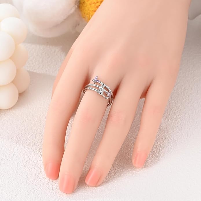 NARMO 925 Sterling Silver Rings for Women Evil Eyes Rings Entwined Line Cubic Zirconia Rings Simple Stackable Finger Rings Engagement Ring Personality Rings Size 6-9