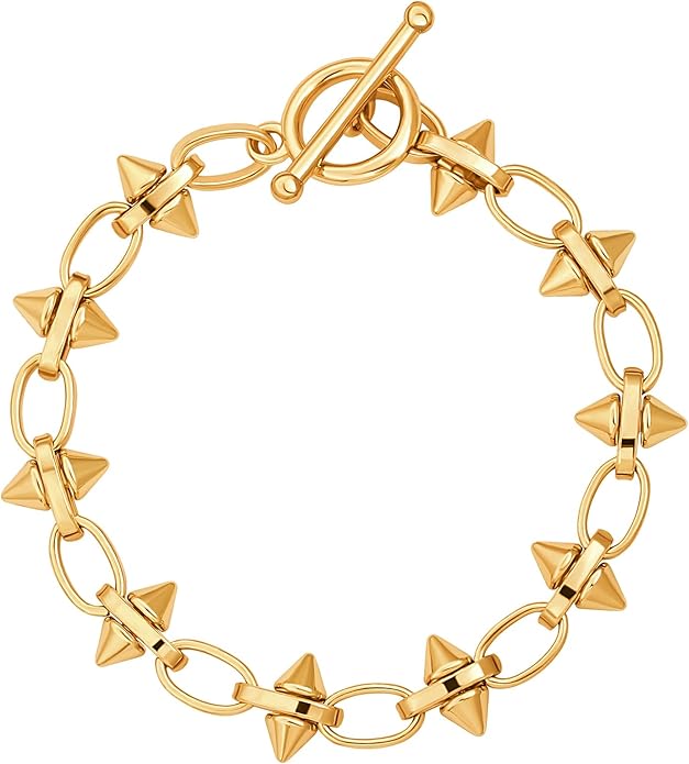 SOFYBJA 18k Gold Plated Personalized Chunky Cuban Oval Link Chain Bracelets for Men Toggle Rope Bracelet Jewelry for Women