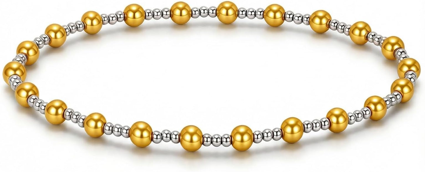 Dplolng Mixed Metal Bracelet,6.7in Gold and Silver Bracelets Elastic Stretchy Two Tone Bracelets for Women