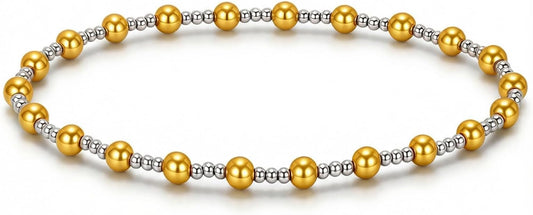 Dplolng Mixed Metal Bracelet,6.7in Gold and Silver Bracelets Elastic Stretchy Two Tone Bracelets for Women