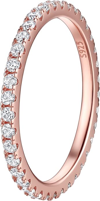 Suplight 925 Sterling Silver Wedding Band Rings, Full Cubic Zirconia Wishbone Ring Love/Lucky Engagement Promise Rings For Women, Size 4-12 (with Gift Box)
