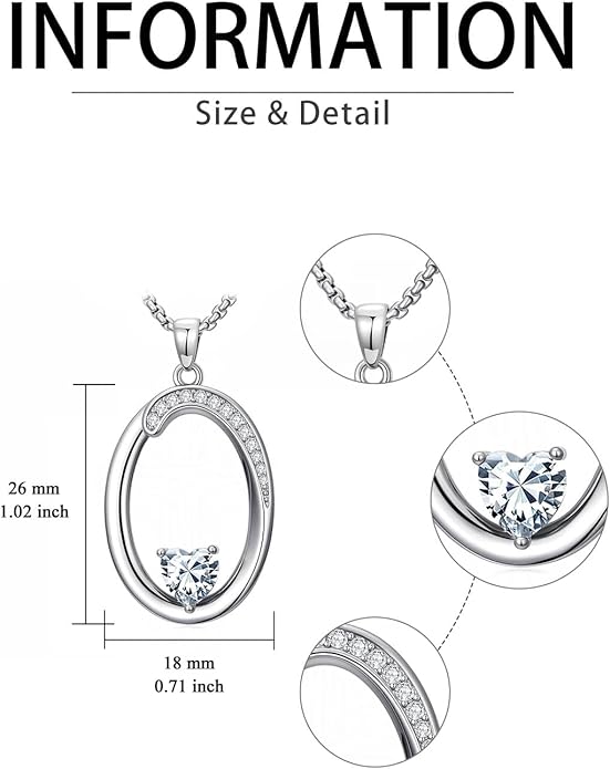 Christmas Gifts for Women Alphabet A to Z Initial Birthstone Pendant Necklaces for Women - 18k White Gold Plated Personalized Name Jewelry Valentine Mothers Day Birthday Gifts for Women Her Girlfriend