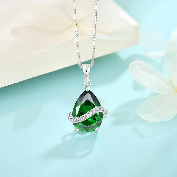 Teardrop Necklace for Women 925 Sterling Silver Birthstone Necklace Pendant Jewelry Gifts for Her