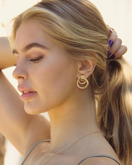 LILIE&WHITE Gold Chain Dangle Earrings - Women's Hypoallergenic Fashion Gift Earrings